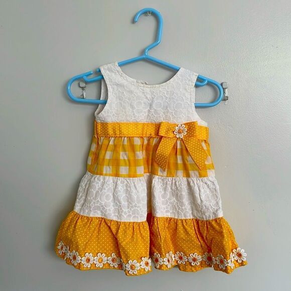baby girl yellow and white spring Kids Dress size 3-6months - Picture 1 of 10